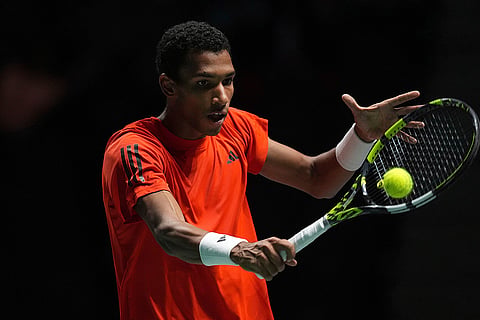 Davis Cup Tennis, Argentina vs Canada: Canada's Felix Auger Aliassime in action against Argentina's Sebastian Baez
